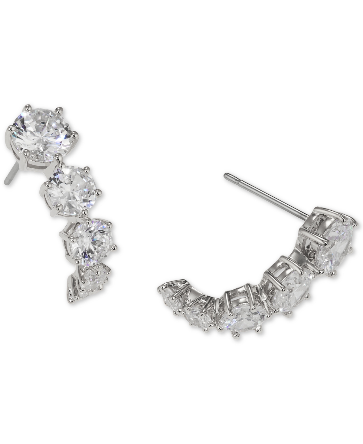 Eliot DanoriPlated Cubic Zirconia J-Hoop Earrings, Created for Macy's - Rhodium