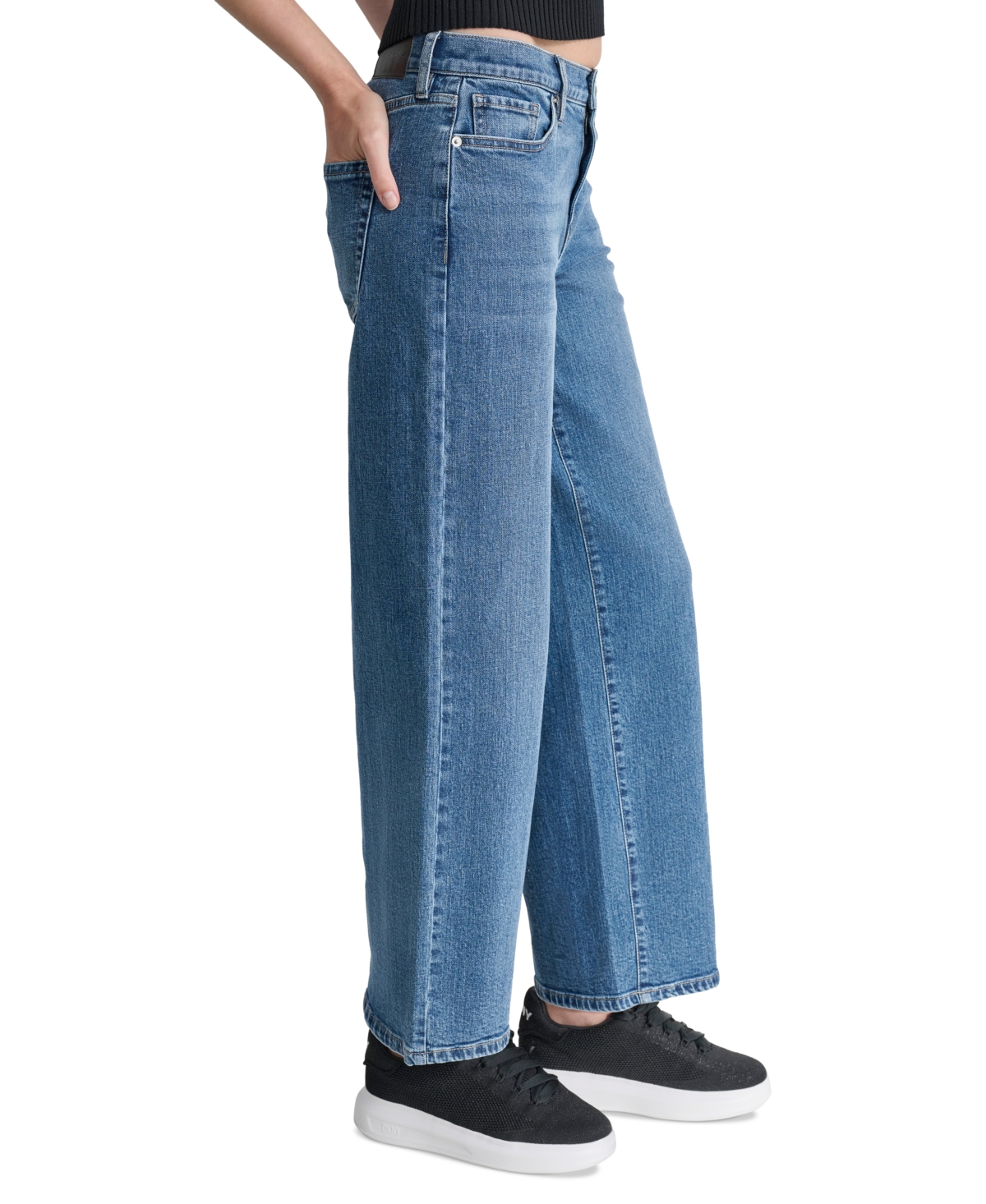DKNY JEANS PETITE HIGH-RISE WIDE-LEG JEANS 
