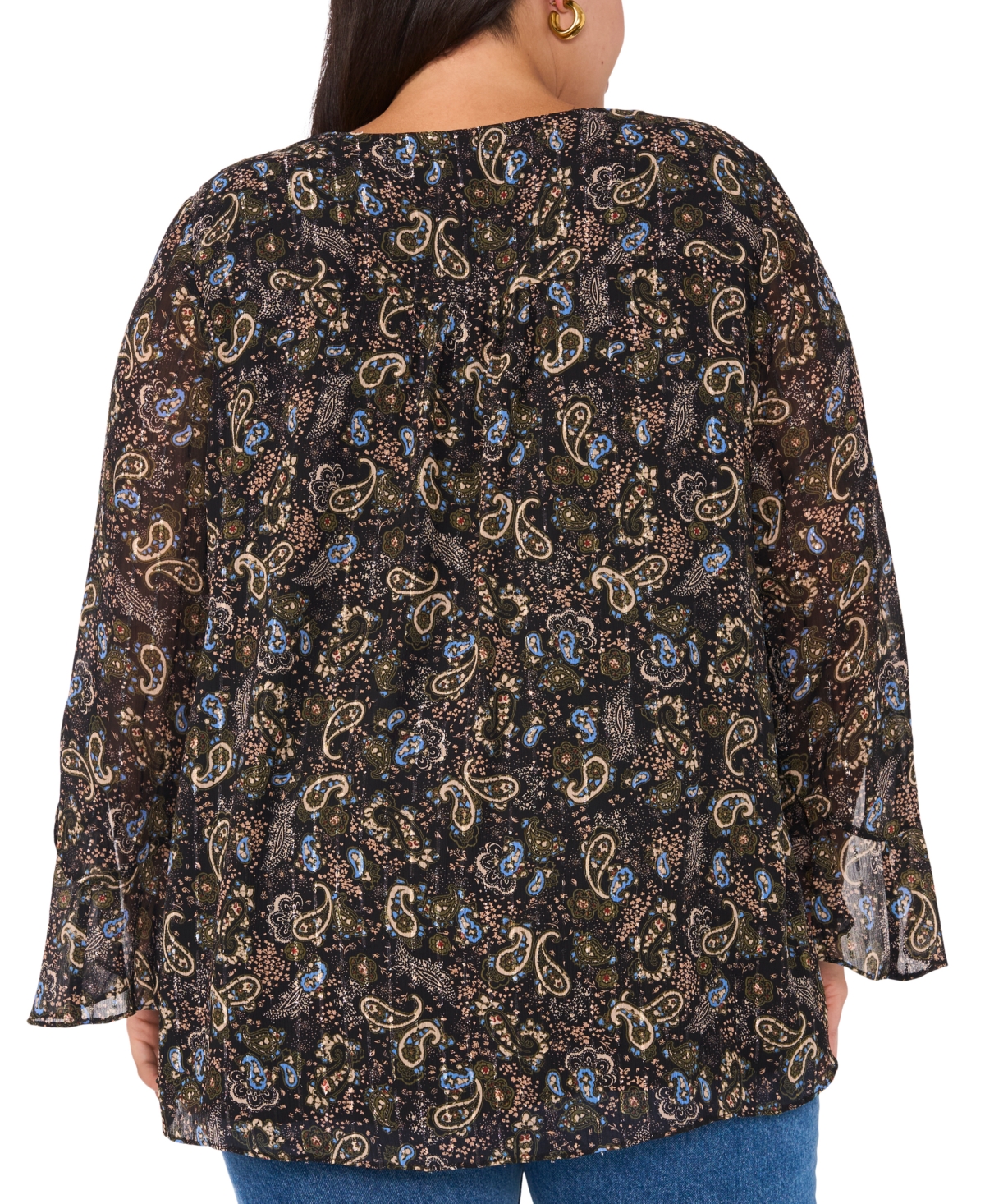 Vince Camuto Plus Size Paisley-Print Crossover-Hem Top