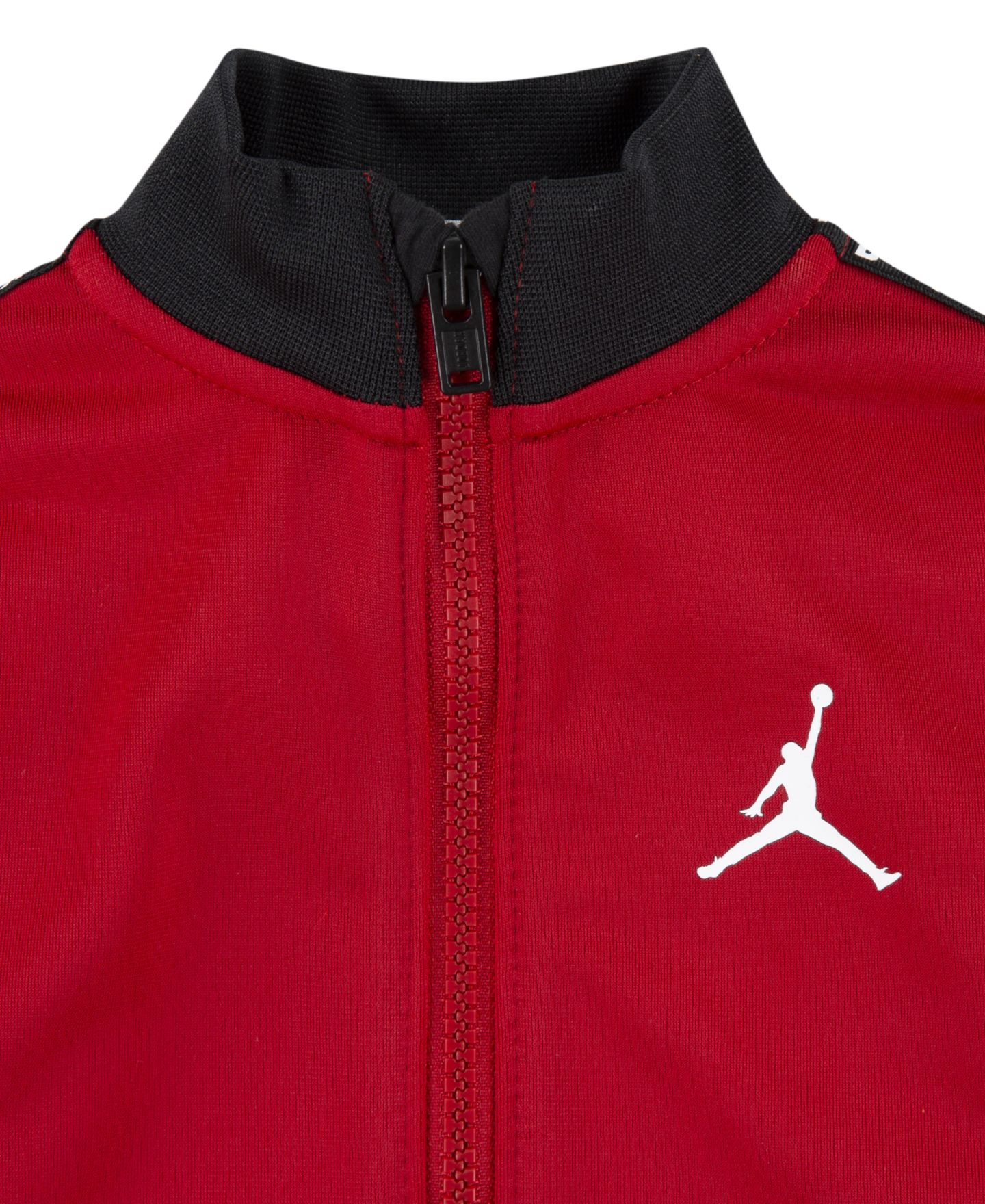 Детский нейтральный комплект Jordan из трикотажа: куртка и брюки, 2 предмета, цвет: Чёрный / Красный — фото 3