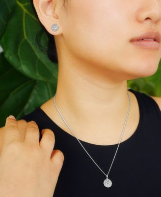 Diamond Cluster 18" Pendant Necklace (1/10 ct. t.w.) in Sterling Silver, Created for (A $170 Value)