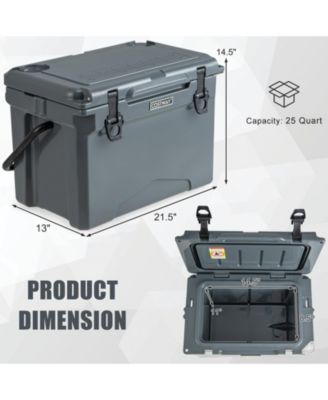 25 QT Hard Cooler with Aluminum Handle and Integrated Cup Holders