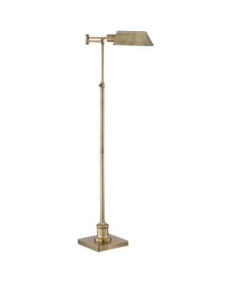 Industrial Adjustable Swing Arm Pharmacy Floor Lamp with USB Charging Port 54" Tall Aged Brass Living Room Reading