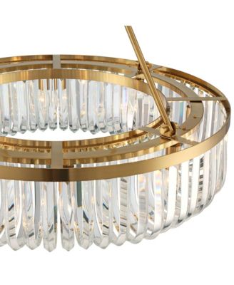 Jenna Modern Glam Ceiling Light Semi Flush-Mount Fixture 28" Soft Gold Metal 8-Light Clear Glass Shade for Bedroom Kitchen Living Family Room Hallway Dining Bathroom House