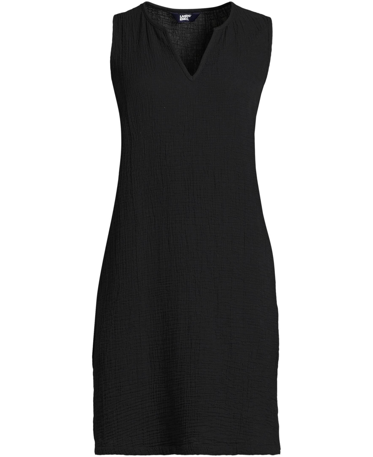 Lands' End Women's Plus Size Plus Size Cotton Gauze Swim Cover-up Dress