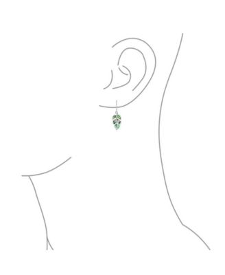 Native American Inspired Red Brown Blue Created Opal Inlay Lever back Nature Leaf Dangle Drop Earrings .925 Sterling Silver