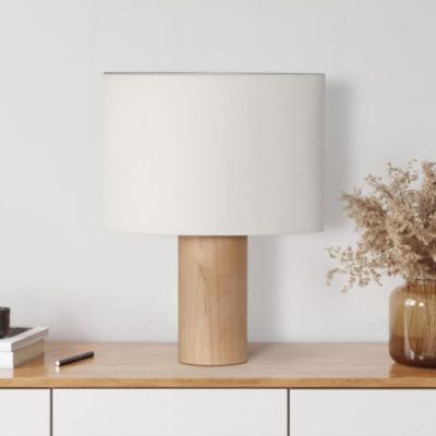 Mia LED Table Lamp with Maple Wood Base, Bulb Included (16")