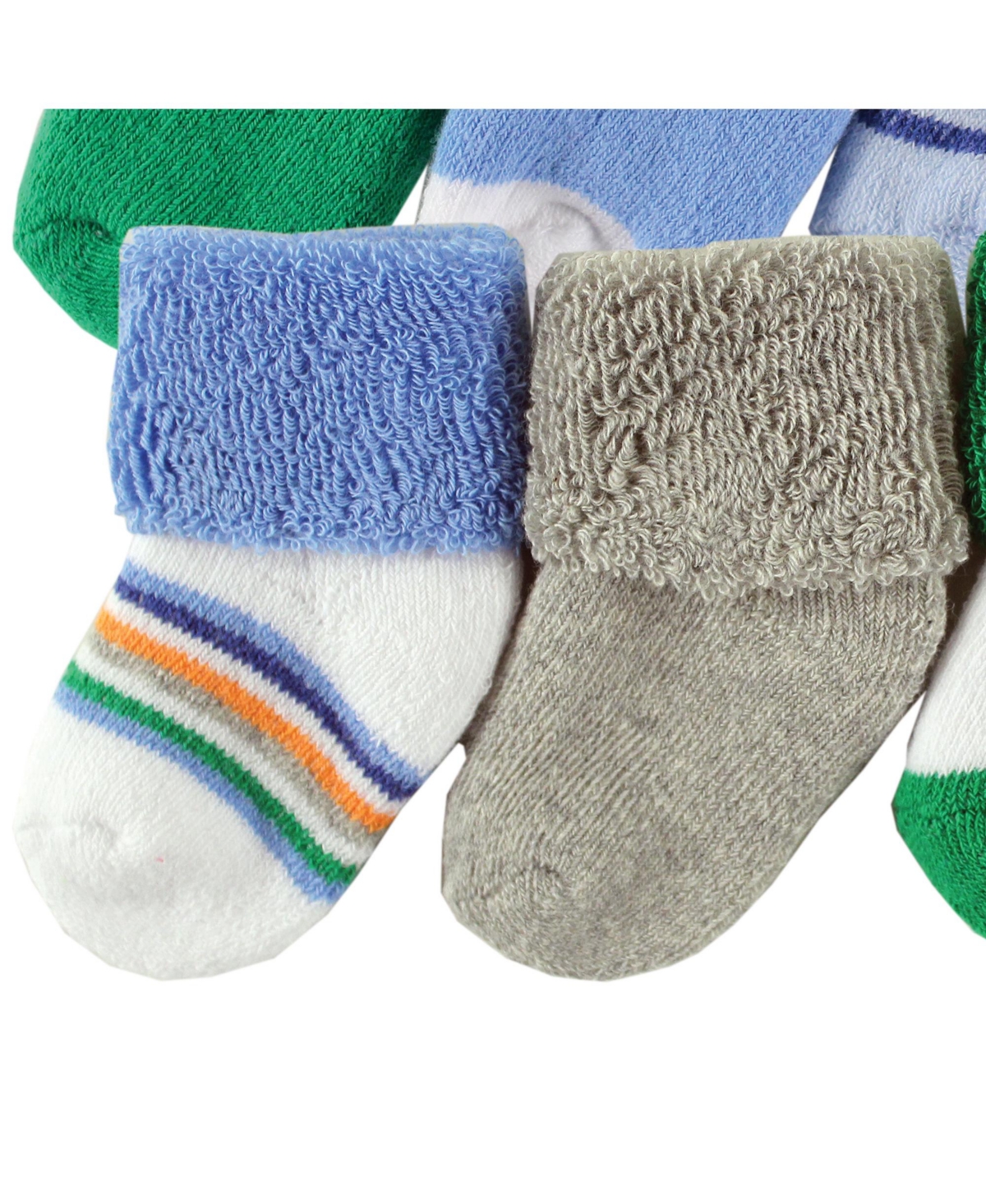 Luvable Friends Infant Boy Grow with Me Cotton Terry Socks,Green, 0-6 and 6-12 - Blue