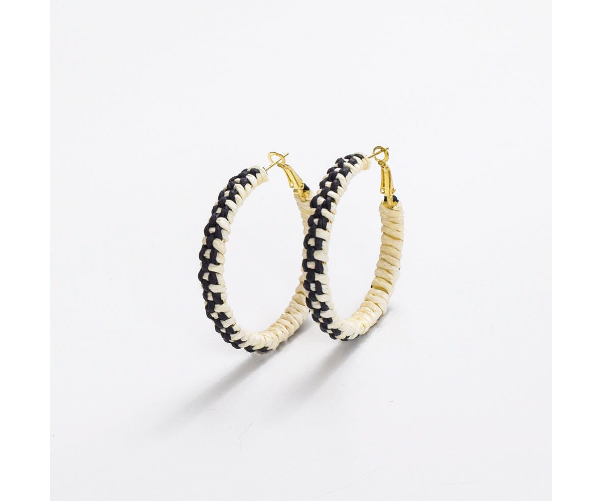 Ink + Alloy Holly Two-Color Woven Raffia Hoops - Purple