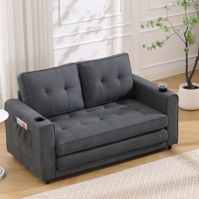 + 3-in-1 + Tufted + Storage & Cup Holders + Futon Sofa Bed