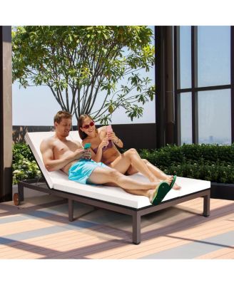 2-Person Patio Rattan Lounge Chair with Adjustable Backrest and Cushions
