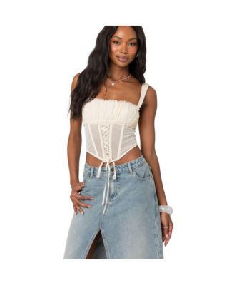 Dafne gathered sheer mesh corset