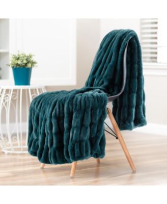 Premium Ruched Faux Fur & Mink Reversible Blanket, Throw