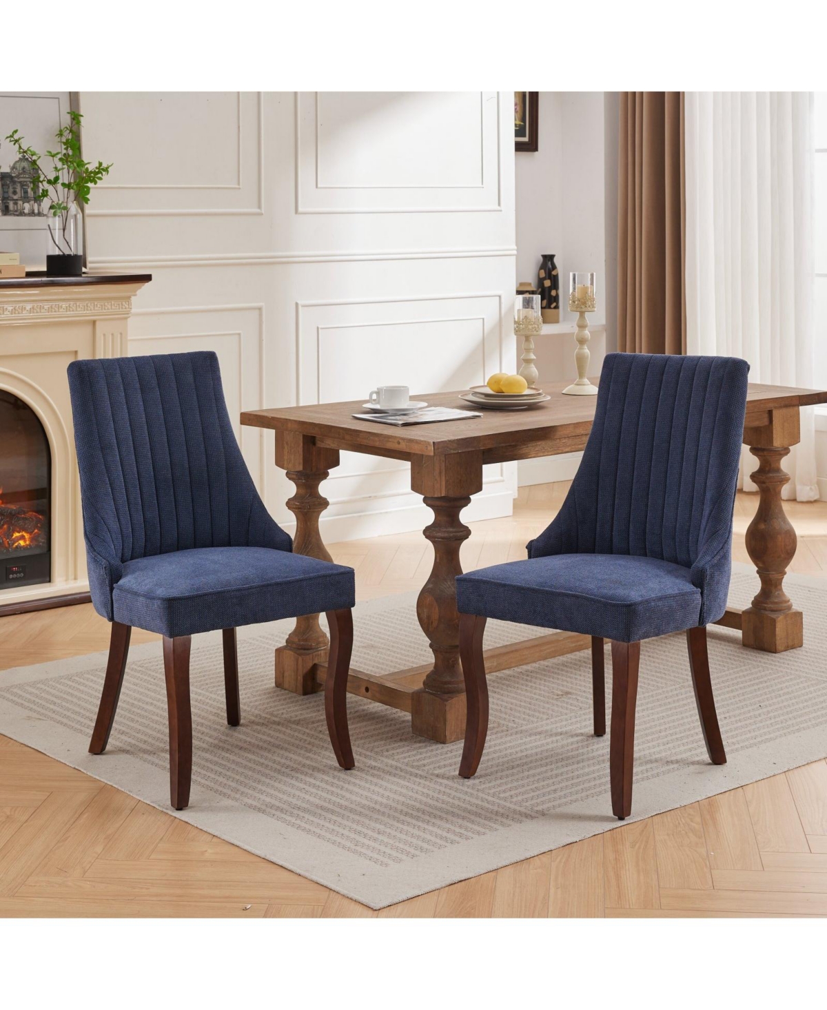 Simplie Fun Rayon Cloth Flocking Dining Chairs with High Backrest for Comfort (Set Of 2)