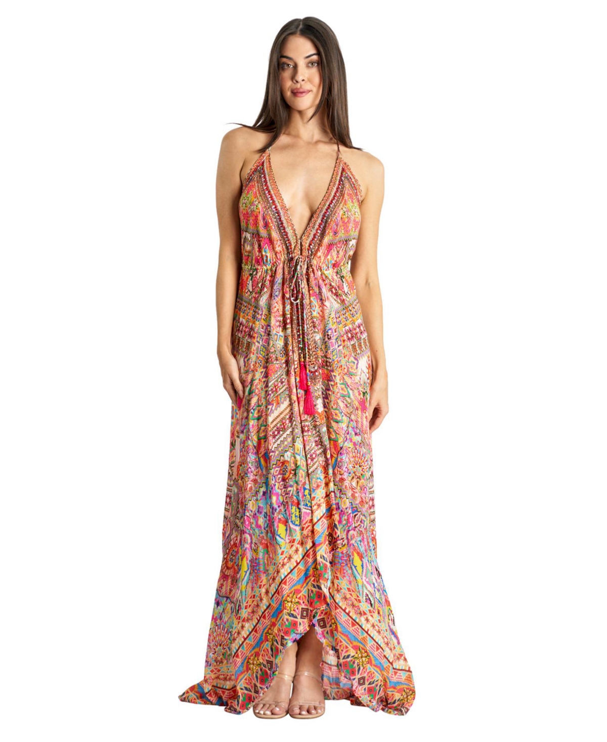 La Moda Clothing Women's Maxi Halterneck Dress
