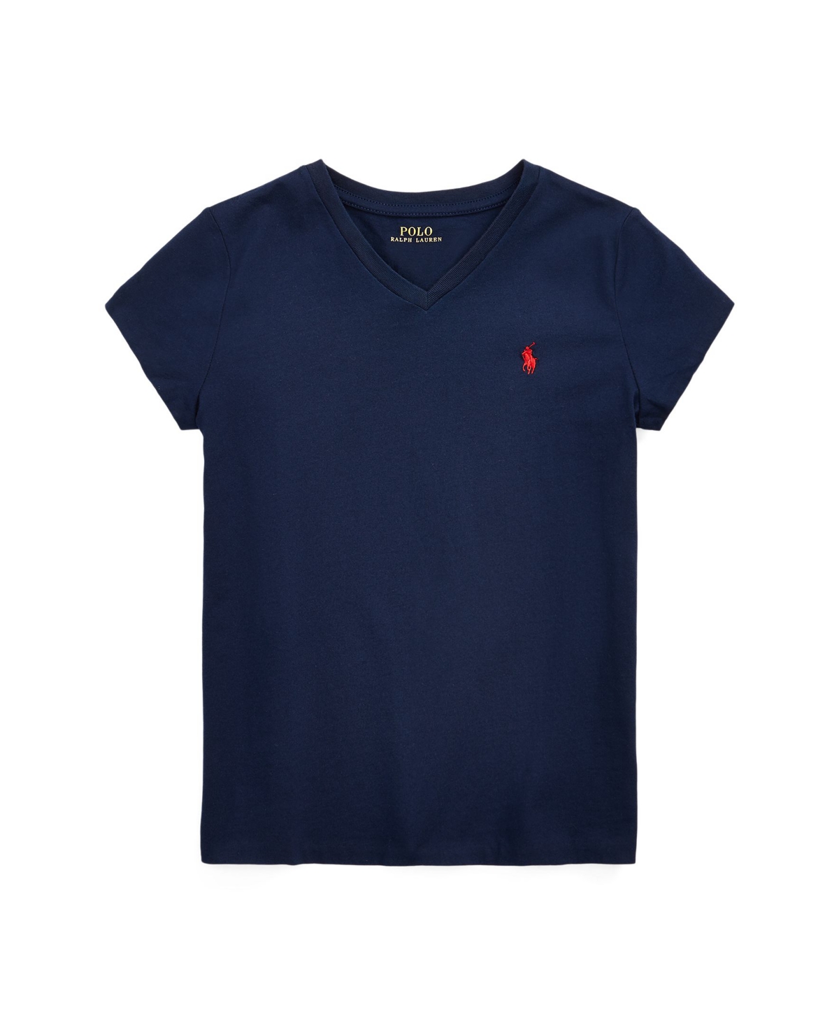 Polo Ralph Lauren Big Girls Cotton Jersey V-neck T-shirt In Refined Navy