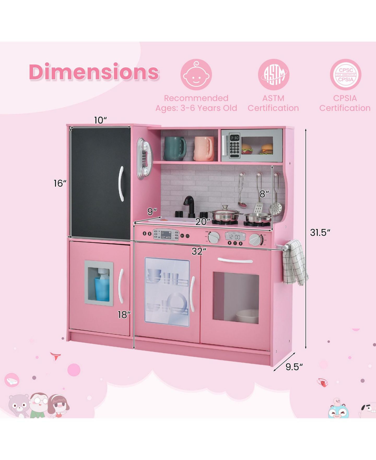 Детский игровой набор SUGIFT Toddler Kitchen Interactive Blackboard Playset, Ages 3-6 — фото 3