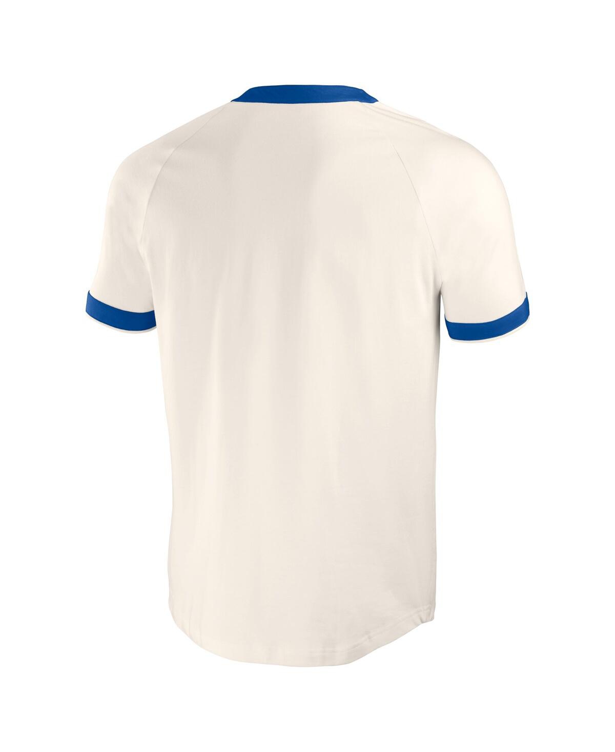 Fanatics Men's White Texas Rangers Henley Raglan T-shirt In White,royal
