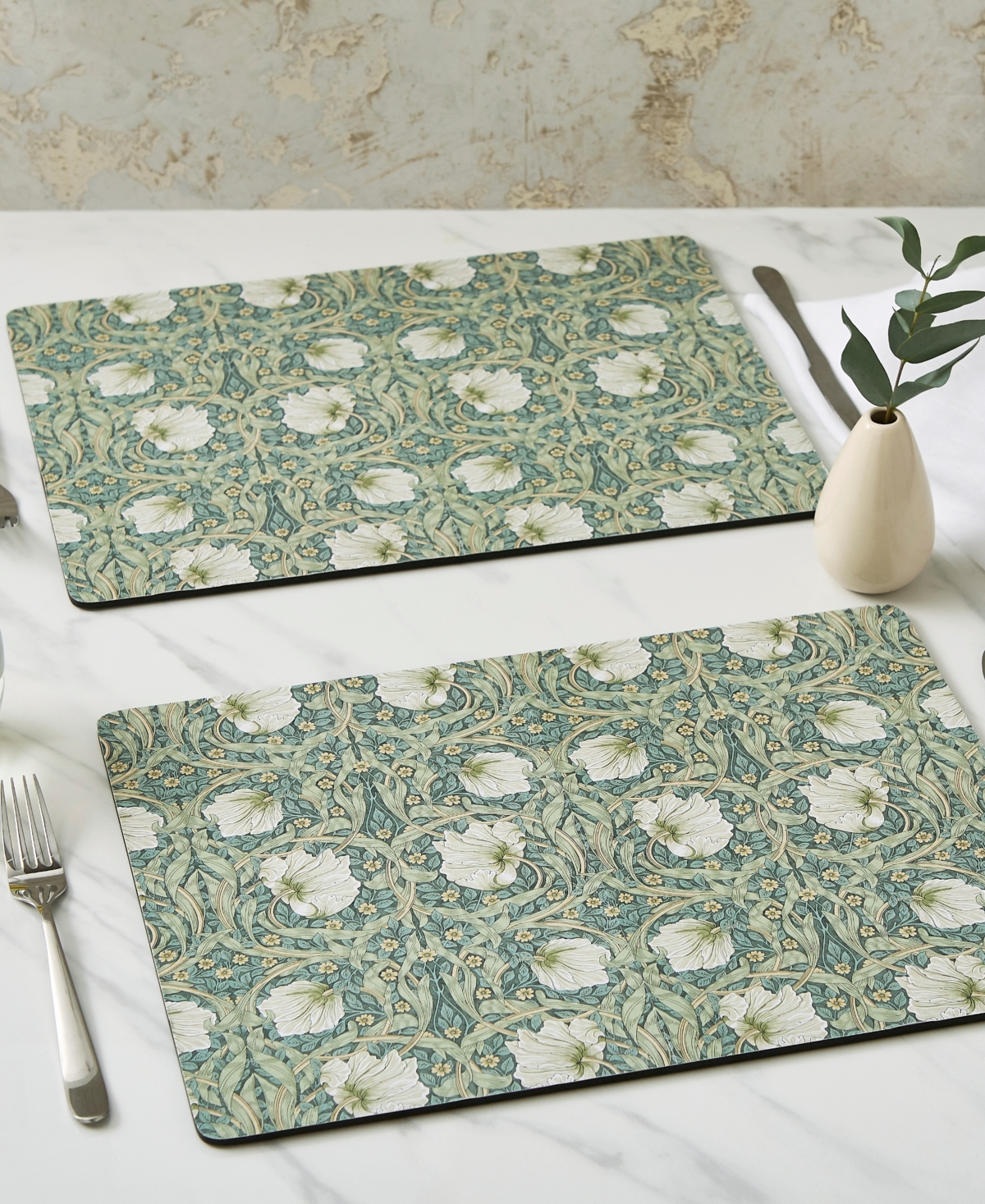 Spode Morris & Co. Pimpernel Placemats, Set Of 4 In Green
