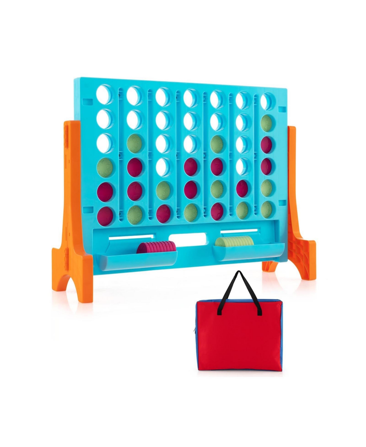 Slickblue Jumbo 4-to-Score Connect Game Set with Carrying Bag and 42 Coins
