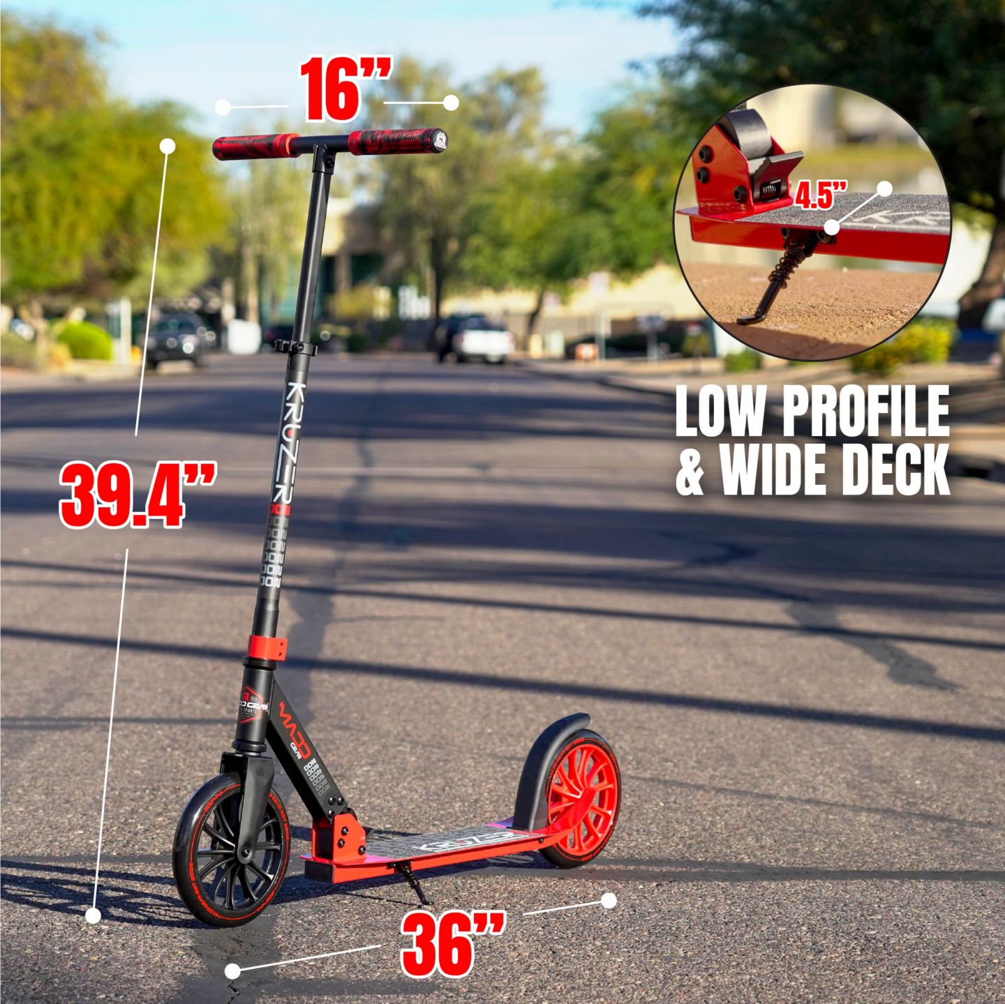 Детская игрушка Madd Gear Scoot 200 Folding 200mm Wheels Kick Scooter, 220 lbs Capacity, от 8 лет, цвет: Чёрный красный — фото 8