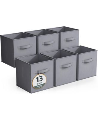 6 Pack 13 Inch Foldable Storage Cubes with Handles- for Organizing Home, Shelves, Nursery, Playroom, Closet and More