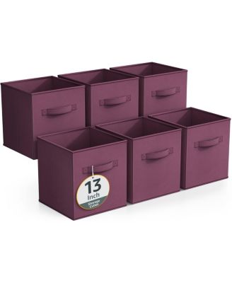6 Pack 13 Inch Foldable Storage Cubes with Handles- for Organizing Home, Shelves, Nursery, Playroom, Closet and More
