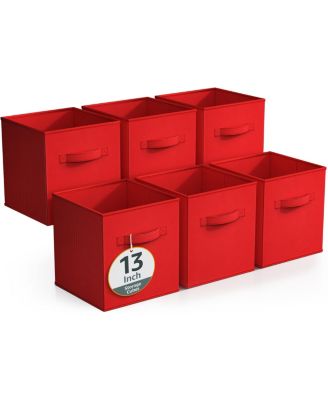 6 Pack 13 Inch Foldable Storage Cubes with Handles- for Organizing Home, Shelves, Nursery, Playroom, Closet and More