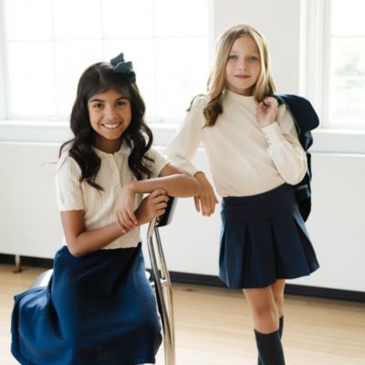 Girls' Ponte Drop Waist Pleated Uniform Skort