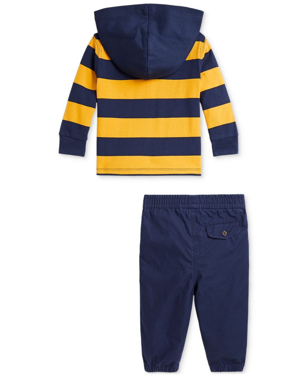 Polo Ralph Lauren Baby Boys Cotton Hooded Rugby Shirt & Pants, 2 Piece Set