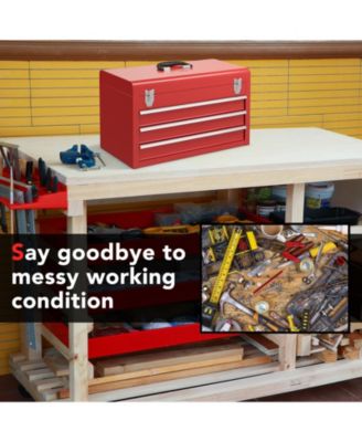 Portable Garage Mechanic Tool Cabinet Box with 3 Drawers