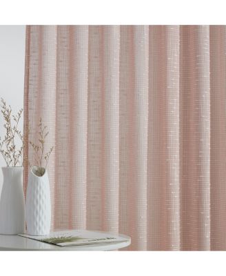 Emily Faux Linen Semi Sheer Transparent Rod Pocket Back Tab Lightweight Window Curtains Wide Panels, Pair