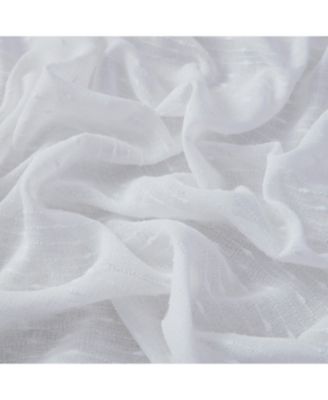 Emily Faux Linen Semi Sheer Transparent Rod Pocket Back Tab Lightweight Window Curtains Wide Panels, Pair