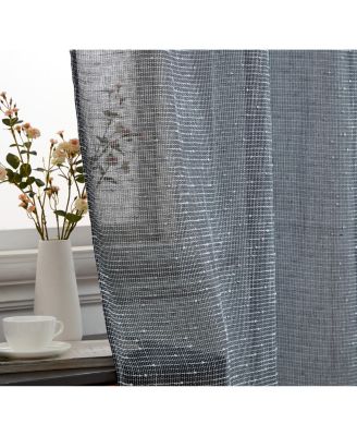 Emily Faux Linen Semi Sheer Light Filtering Transparent Grommet Lightweight Window Curtains Drapery Panels, 2 Panels