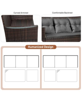 3 Pieces Patio Furniture Sectional Set with 5 Cozy Cushions