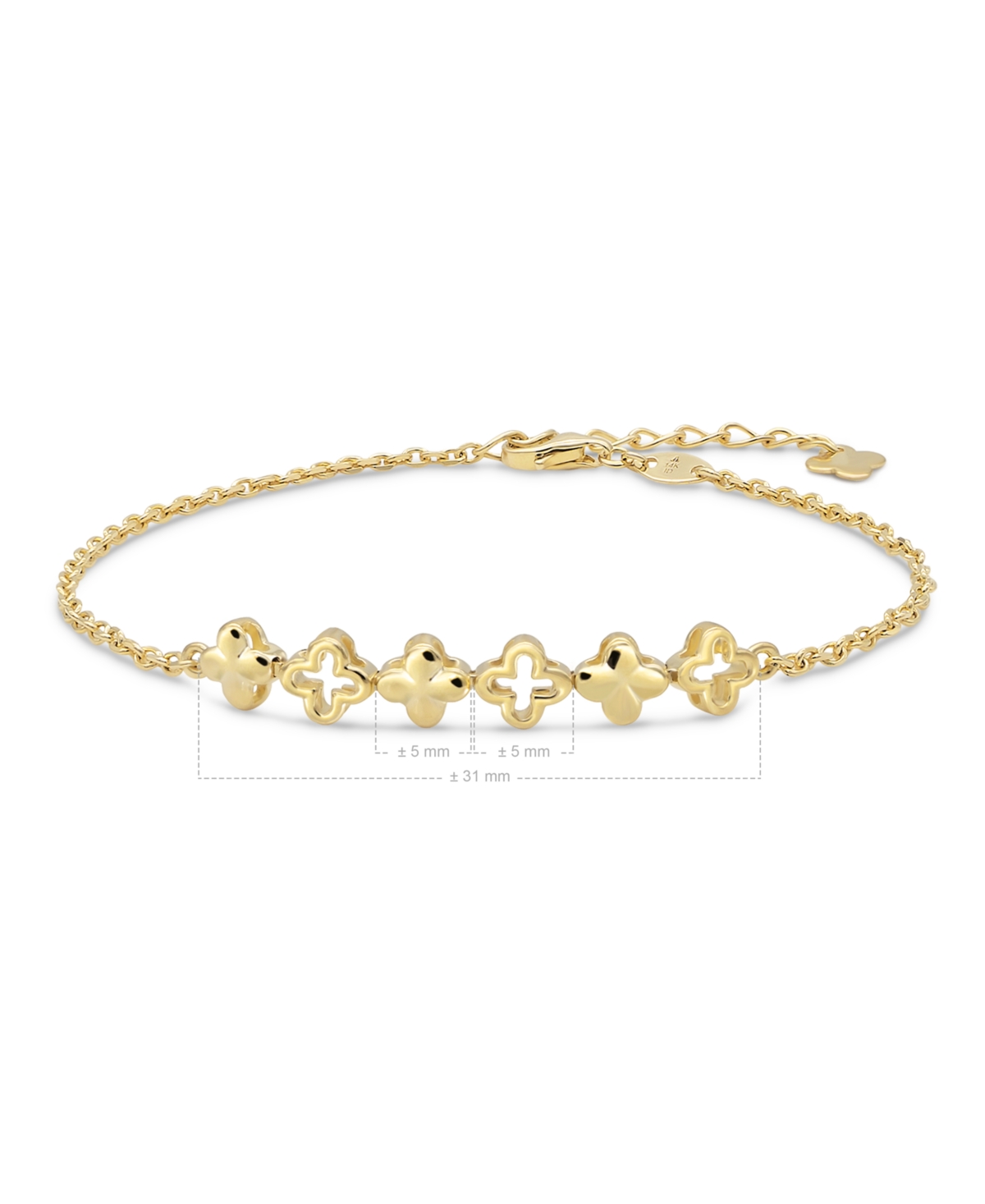 Devata Clover Chain Bracelet in 14K 6.5 in adj to in, approx. 2.5 grams - Gold