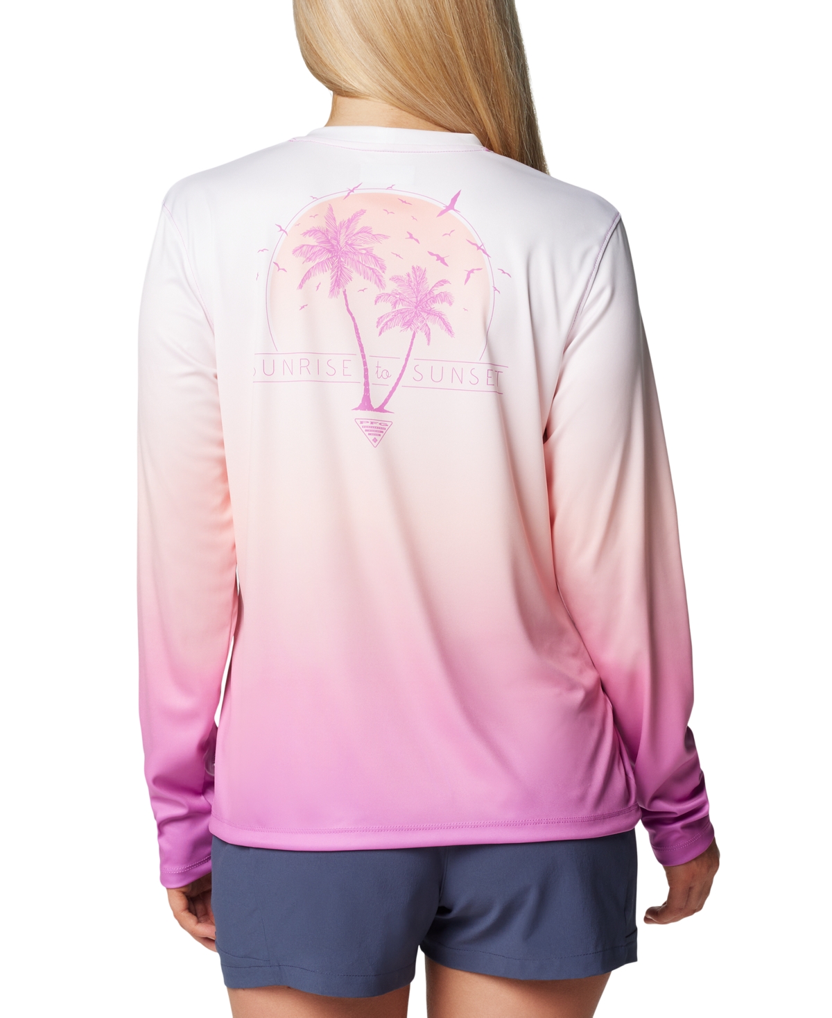 Columbia Pfg Women's Super Tidal Performance Fishing Tee - Rookery Palms Fade