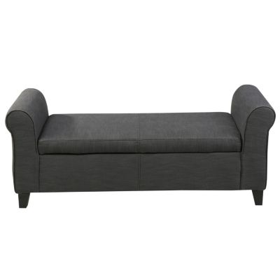 Upholstered Storage Bench With Rolled Arms