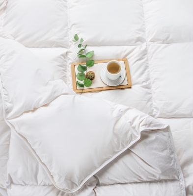 LUXE Collection - European Down And Feather Lightweight Comforter, 100% Cotton Cover