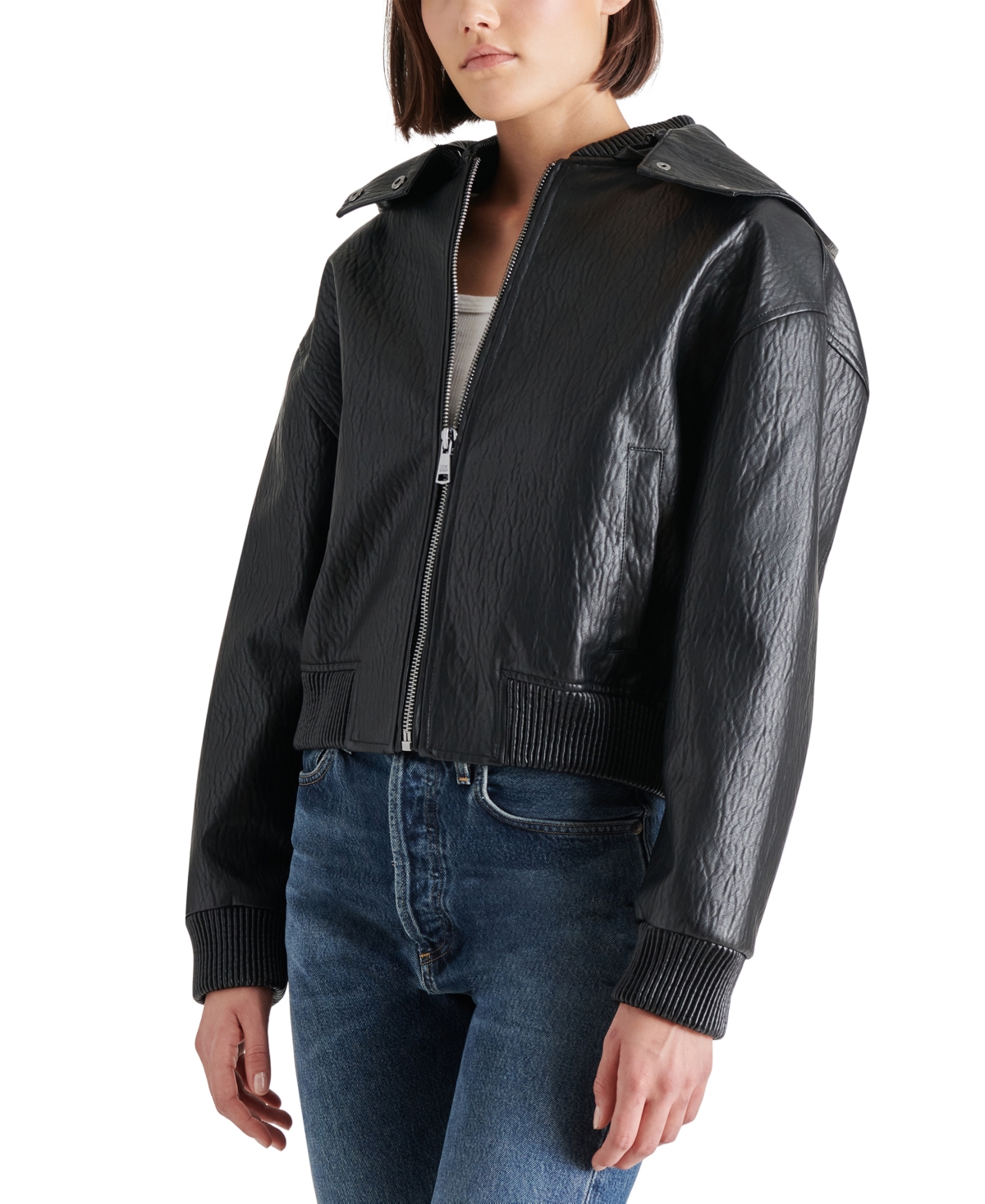 Steve Madden Women's Zephyra Faux-Leather Bomber Jacket