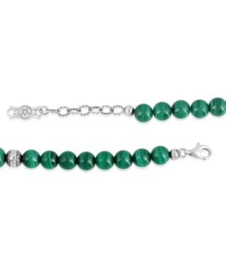 Sterling Silver and Graduated Malachite Gemstone Bead Necklace, 17 Inches