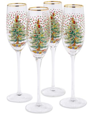 Spode - Christmas Tree Polka Dot Champagne Flute, Set of 4