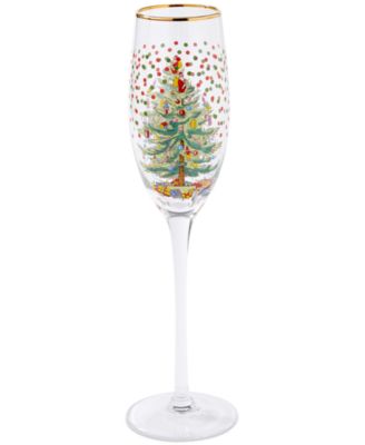 Christmas Tree Polka Dot Champagne Flutes, Set of 4