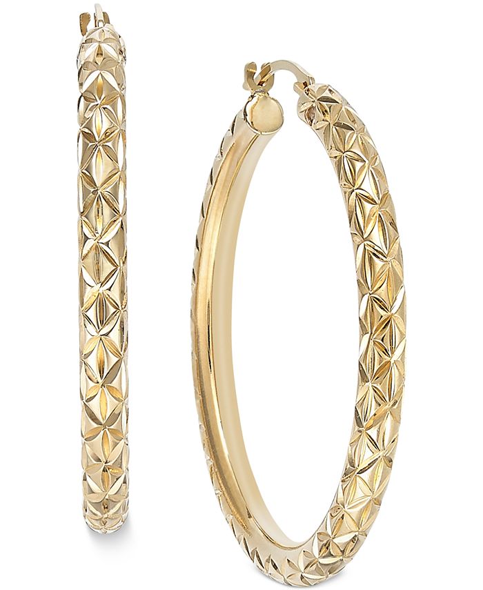 Signature Gold DiamondCut Hoop Earrings in 14k Gold over Resin Macy's