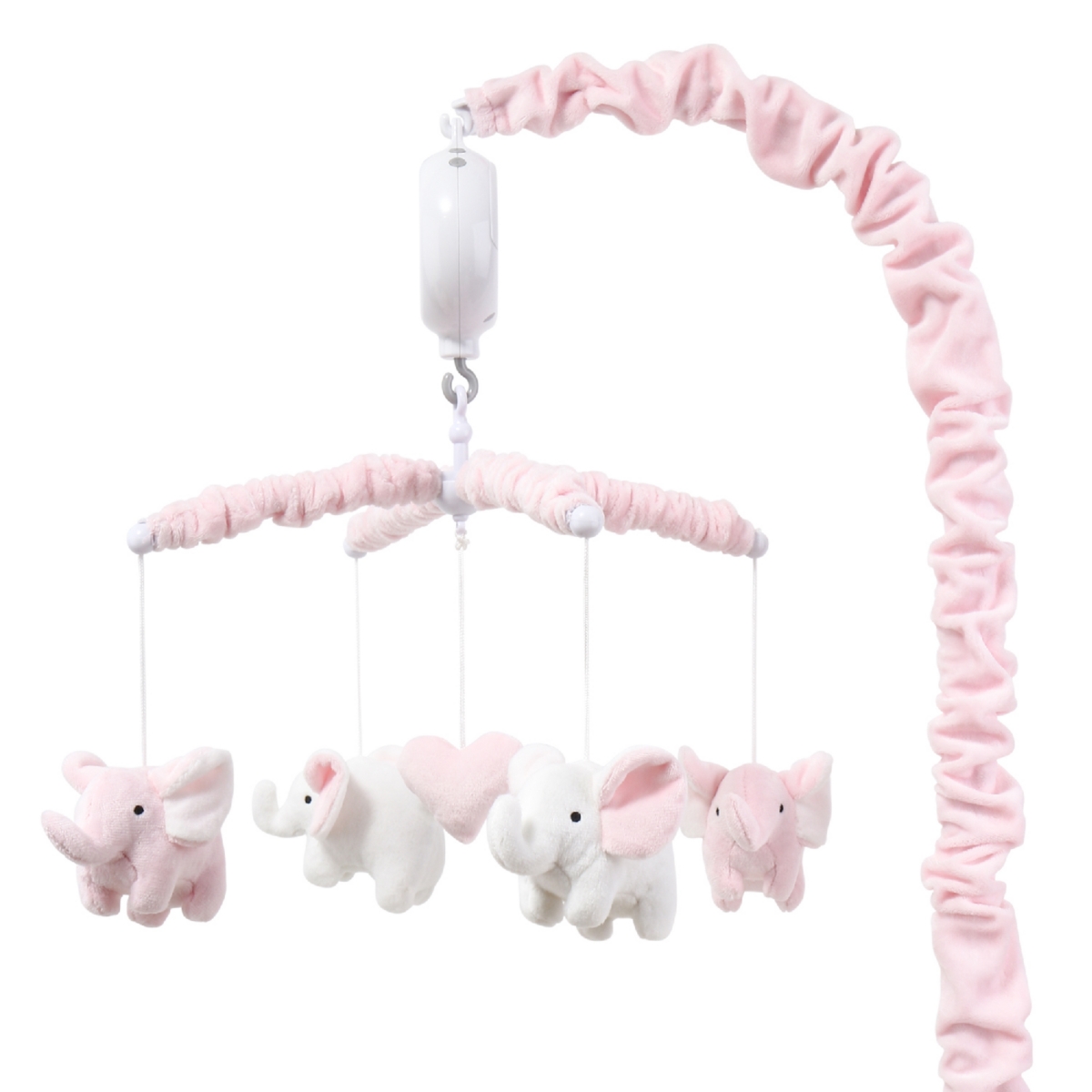 The PeanutshellElephant 8 Piece Baby Nursery Bedding Set, Quilt, Sheets, Skirt, and Mobile - Pink/grey