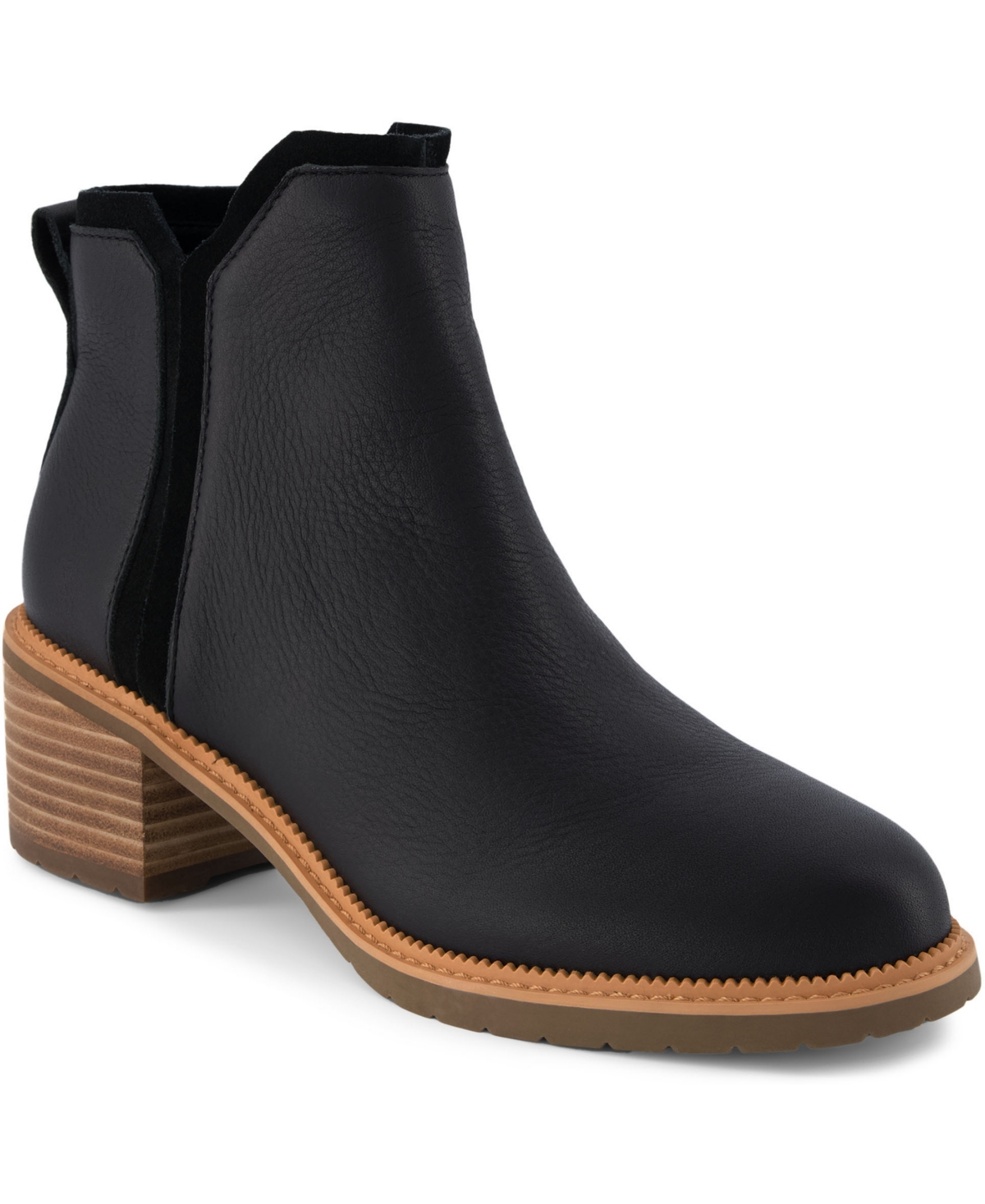 Shop Toms Women's Hailey Block Heel Nubuck Leather Booties In Black