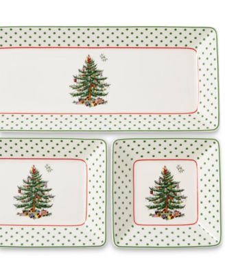 Christmas Tree Polka Dot 3 Piece Nesting Tray