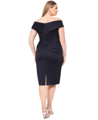 Plus Size Off-The-Shoulder Ruffled-Skirt Cocktail Dress