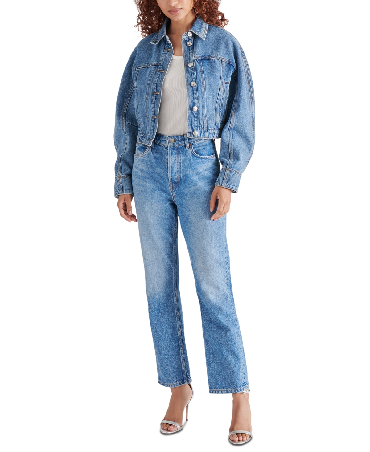 Steve Madden Women's Adriane Cotton Cropped Trucker Jacket