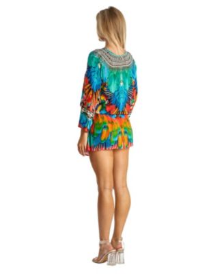 Women's drawstring elasic waist short dress